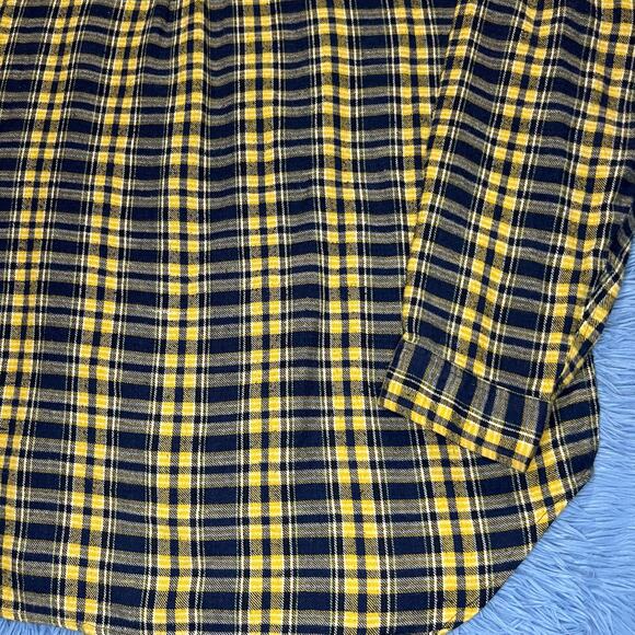 VINTAGE Plaid Flannel Button Down Shirt Size XXL Mens Casual Blue Yellow Y2K - Picture 6 of 11